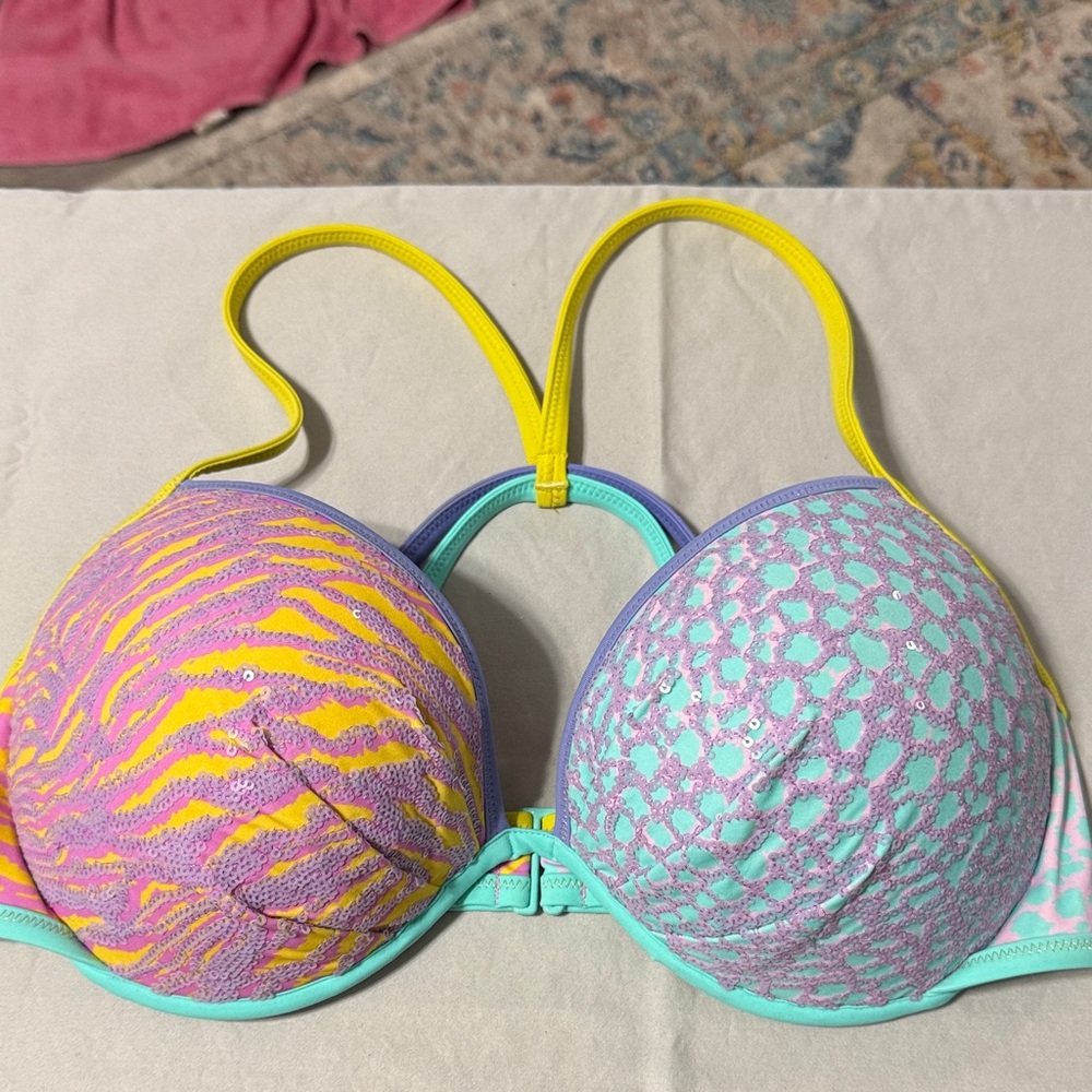 Victoria's Secret Yellow, Lavender & Mint Push-Up Bra